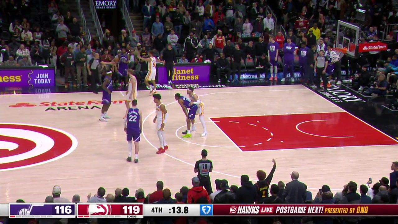 Nickeli Alexander-Walker hits the tough fadeaway game-winning jumper off a game-tying 3 by Ace Bailey with replays Hawks and Jazz commentaries
