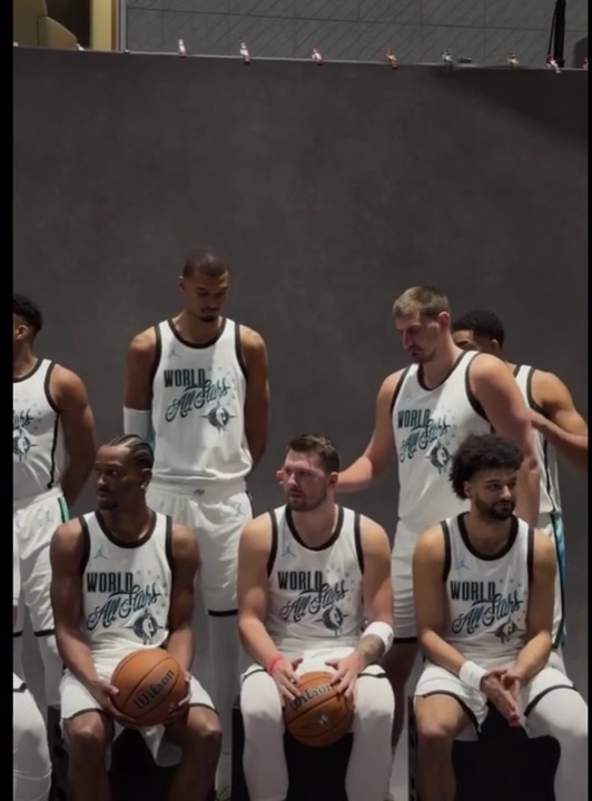 Nikola Jokic slaps Luka Doncics neck in the photoshoot And then Luka punches Jokics jewels