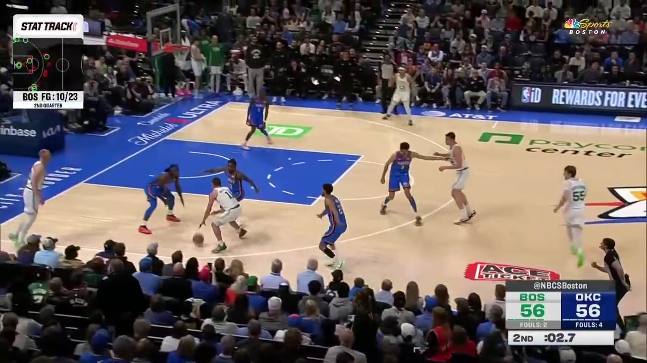 Payton Pritchard hits his signature buzzer beater against the OKC Thunder to end the first half