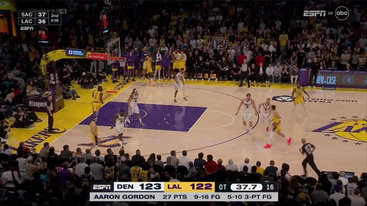 Marcus Smart from deep BANG Lakers take a 2-point lead with 30 seconds left in overtime