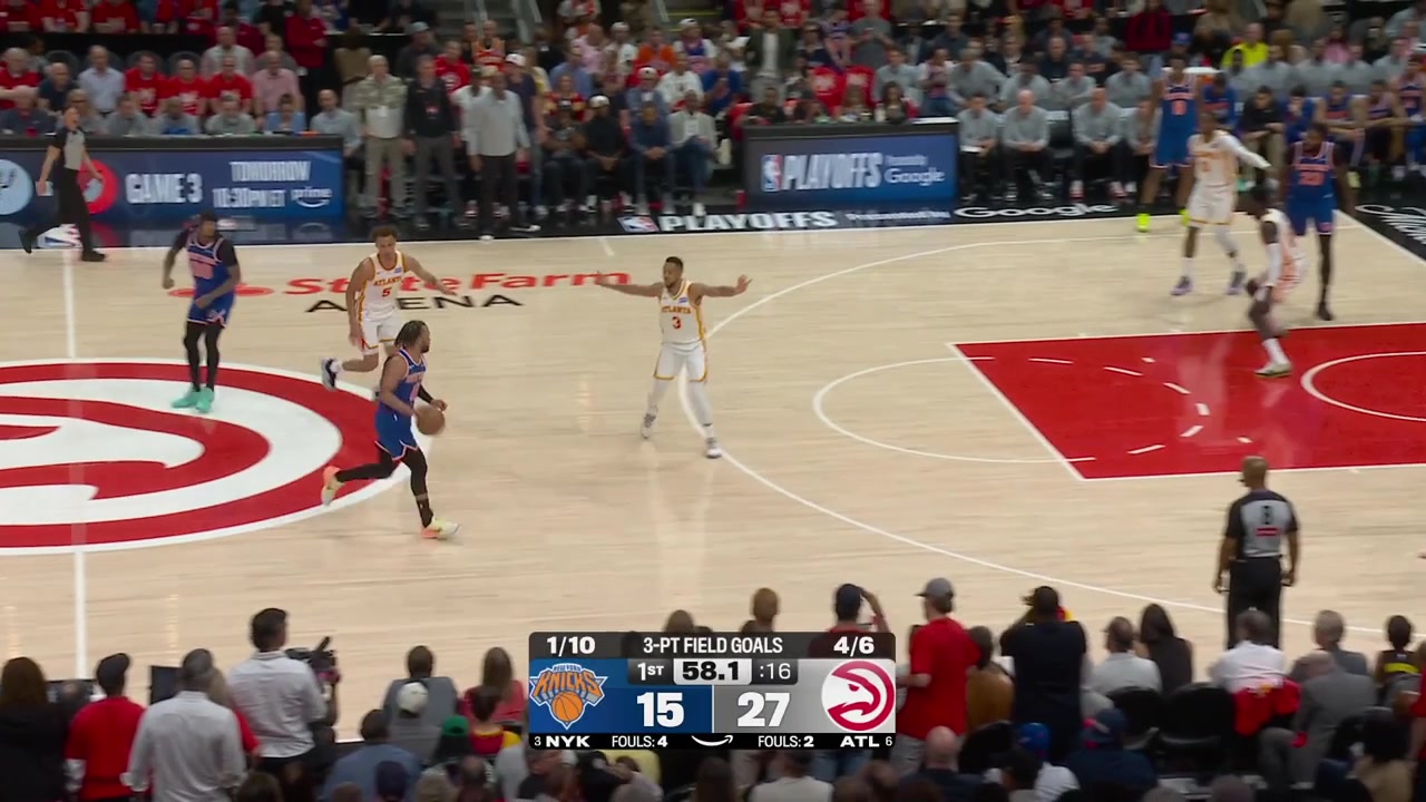 Jalen Brunson hits the And-1 jumper on CJ McCollum with a replay