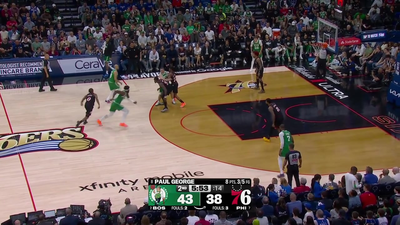 Jaylen Brown elbows Paul George right in the family jewels with replays