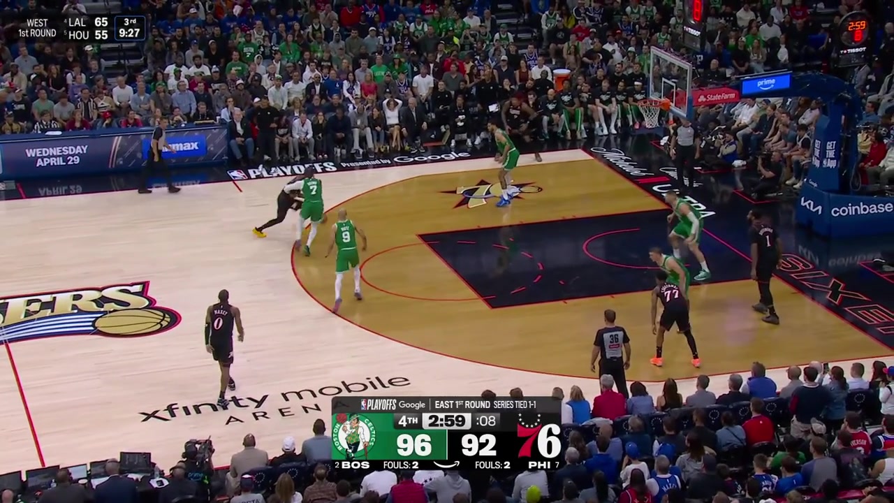 PG finds Drummond for huge slams on back-to-back plays keeping the game even for Philly in the clutch