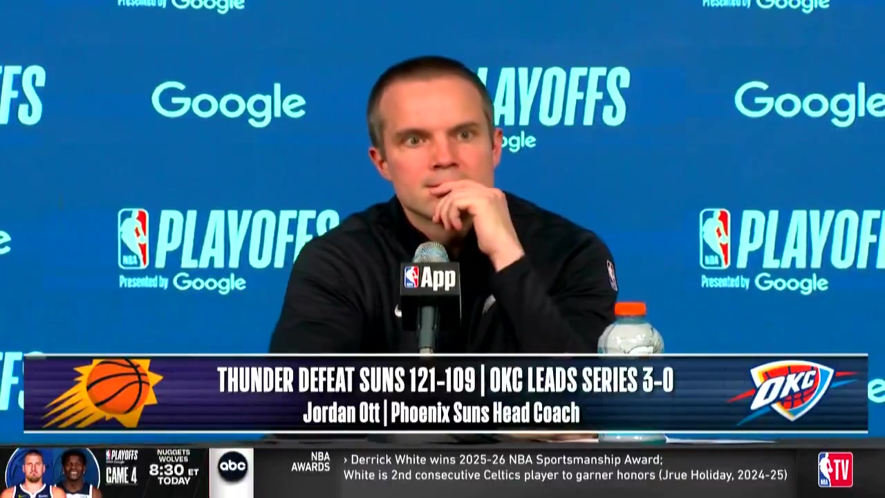 Phoenix Suns coach Jordan Ott He Lu Dort puts his hand up obviously indicating something occurred and then for your best player to be out in these types of games those are massive calls or swings especially in that time the 3rd quarter while we're trying to keep the gap close