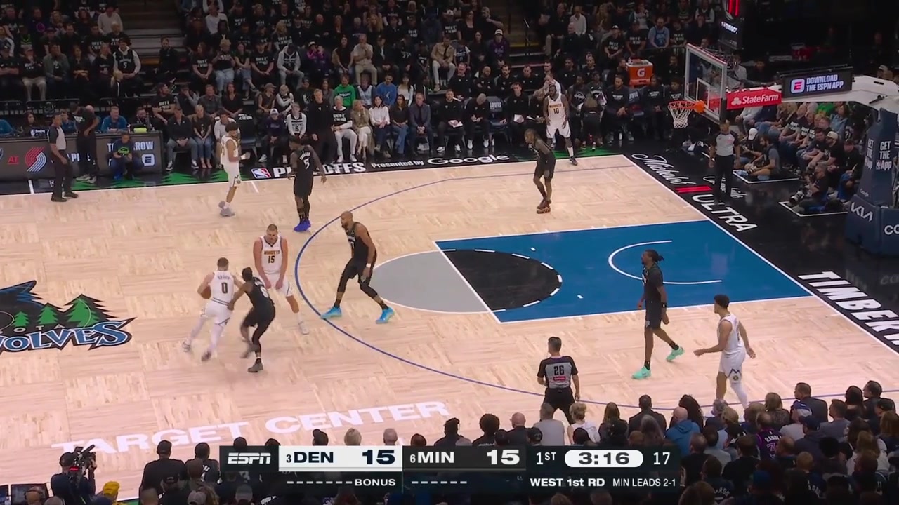 Rudy Gobert blocks Nikola Jokic who scores the putback to give him 10 points