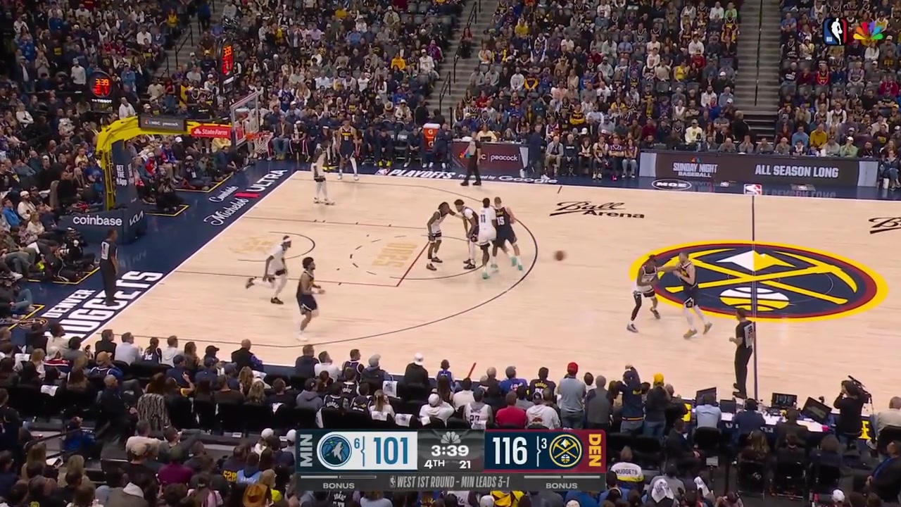 Nikola Jokic scores the And-1 layup on Naz Reid and shortly after scores the easy 2 off an assist by Cameron JohnsonThe Timberwolves went on to empty their bench as the Nuggets will be now down 2-3 in the series