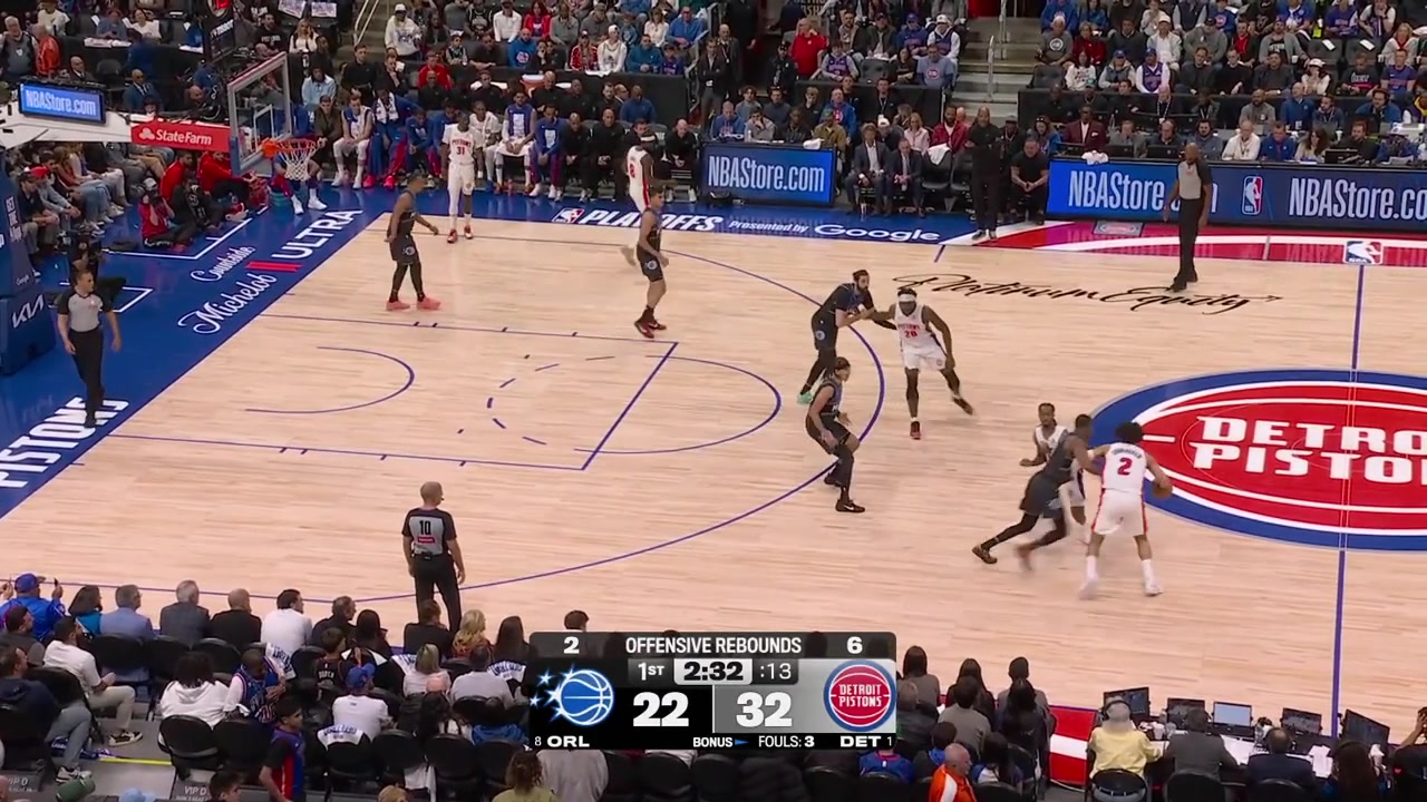 Daniss Jenkins' dunk attempt gets blocked by Goga Bitadze