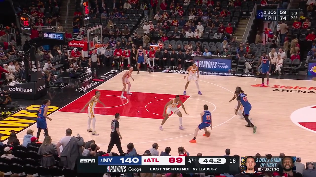 The final moments of game 6 - Atlanta Hawks vs New York Knicks - First Round of the 2026 NBA PlayoffsThe Knicks win 6 and go up 4-2 in the series the Hawks got eliminated after a 140-89 loss at home