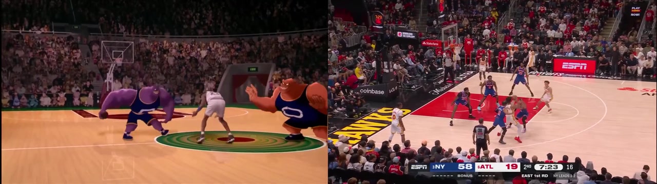Following a lob dunk to Mitchell Robinson to go up 60-19 and forcing an Atlanta timeout the New York Knicks went up on the Atlanta Hawks by roughly the margin that the Monstars went up on the Tune Squad in Space Jam before the scoreboard lost count and changed to Kinda One-Sided Isn't It