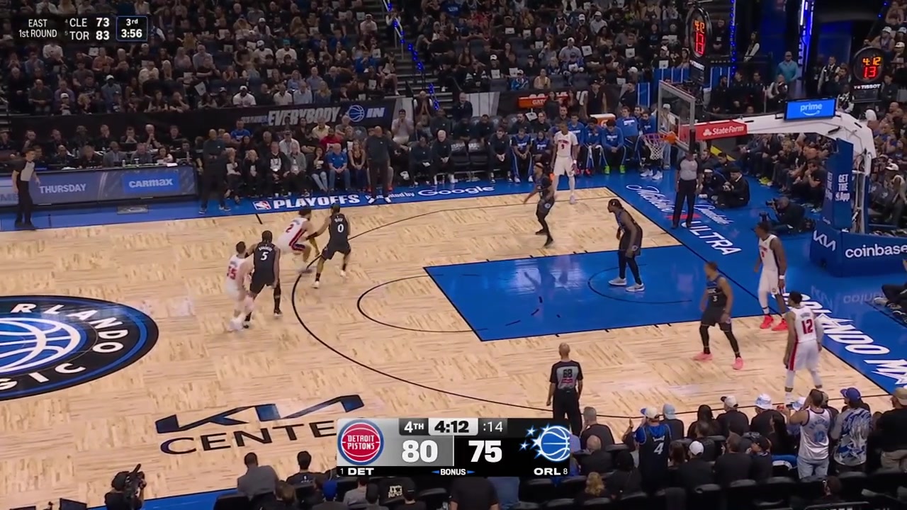 Cade Cunningham with a big clutch 3 to put the Pistons up 8 and Ausar Thompson with an incredible block from behind on Wendell Carter Jr's dunk attempt under the rim with replays Carter Jr gets fouled out