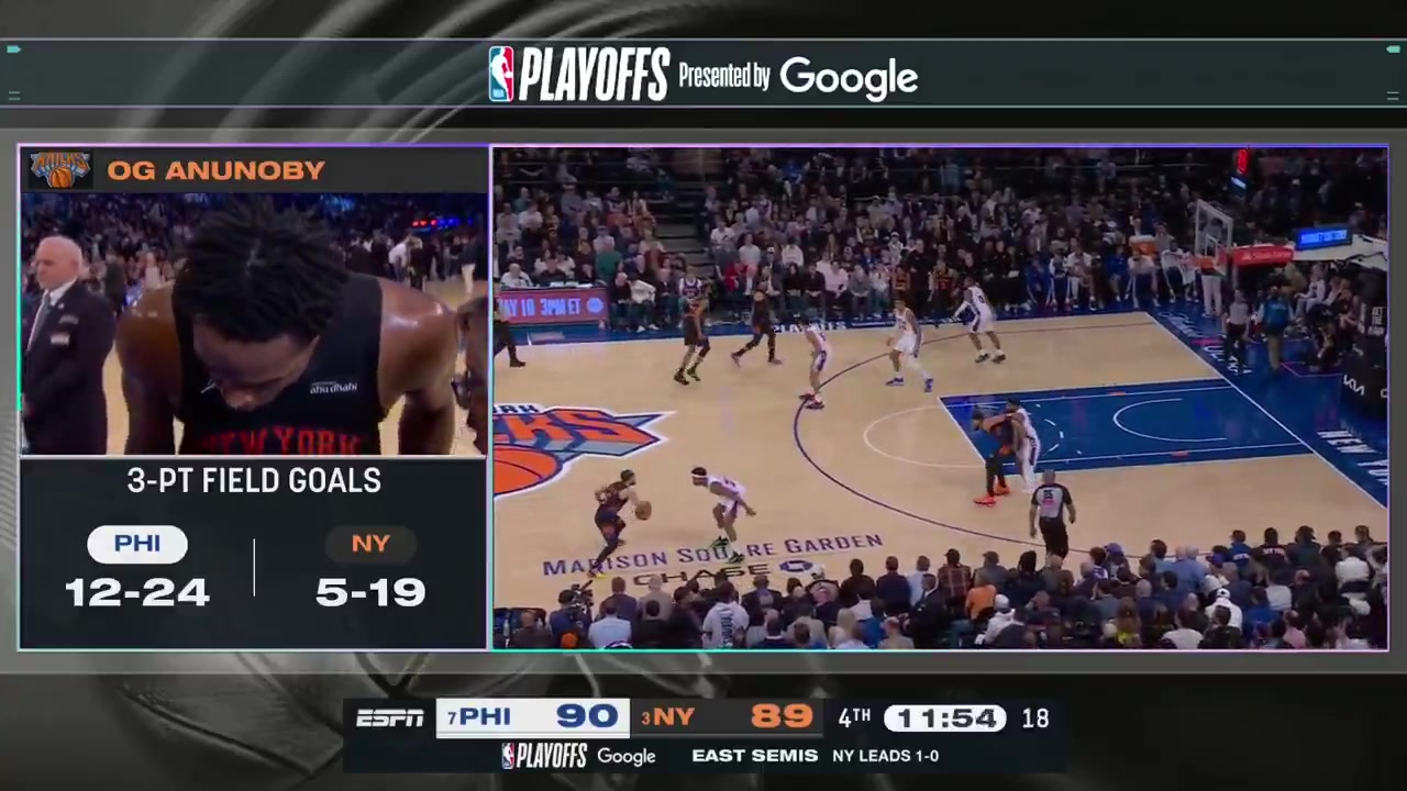 All the possessions in the 4th quarter - New York Knicks vs Philadelphia 76ers - Game 2 - Eastern Semifinals - 2026 NBA Playoffs