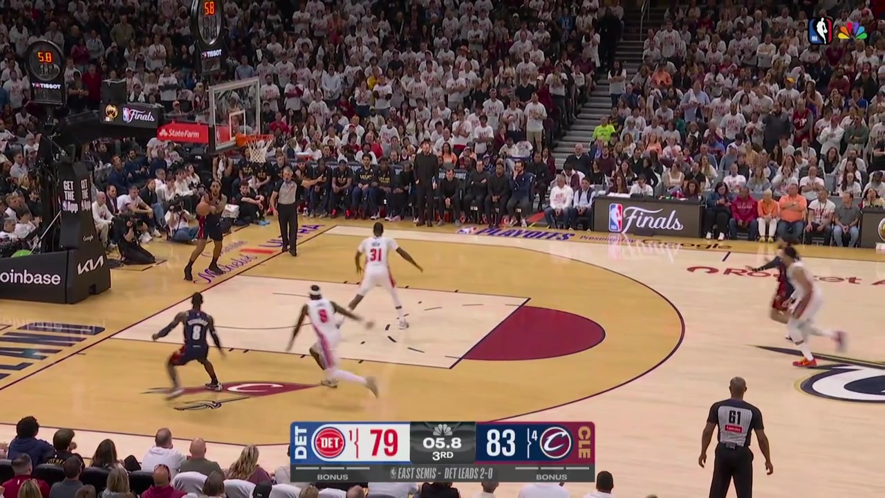 Caris LeVert gets a steal on the inbound pass and Tobias Harris pays it off just as the quarter ends