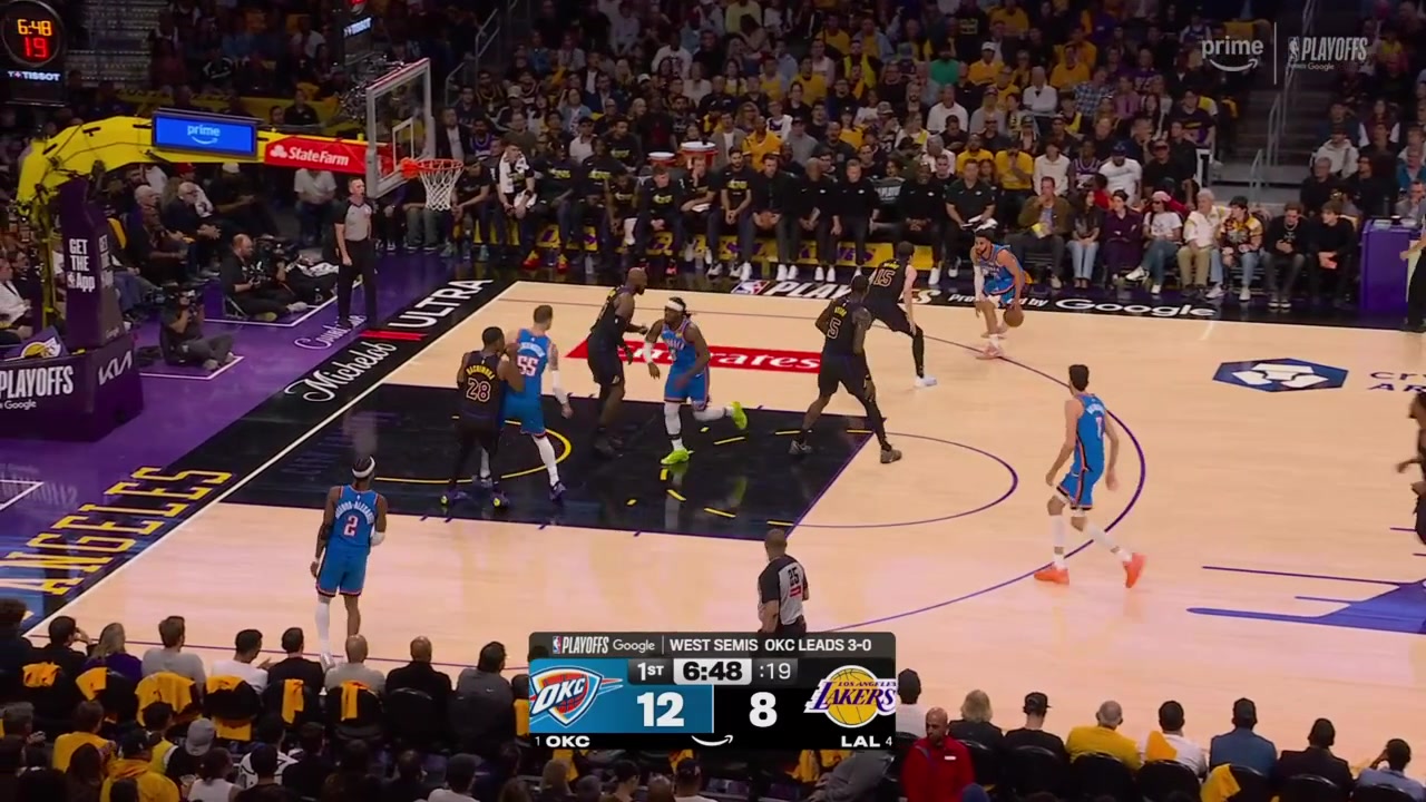 Ajay Mitchell picks up where he left off last game hitting his second shot over Austin Reaves