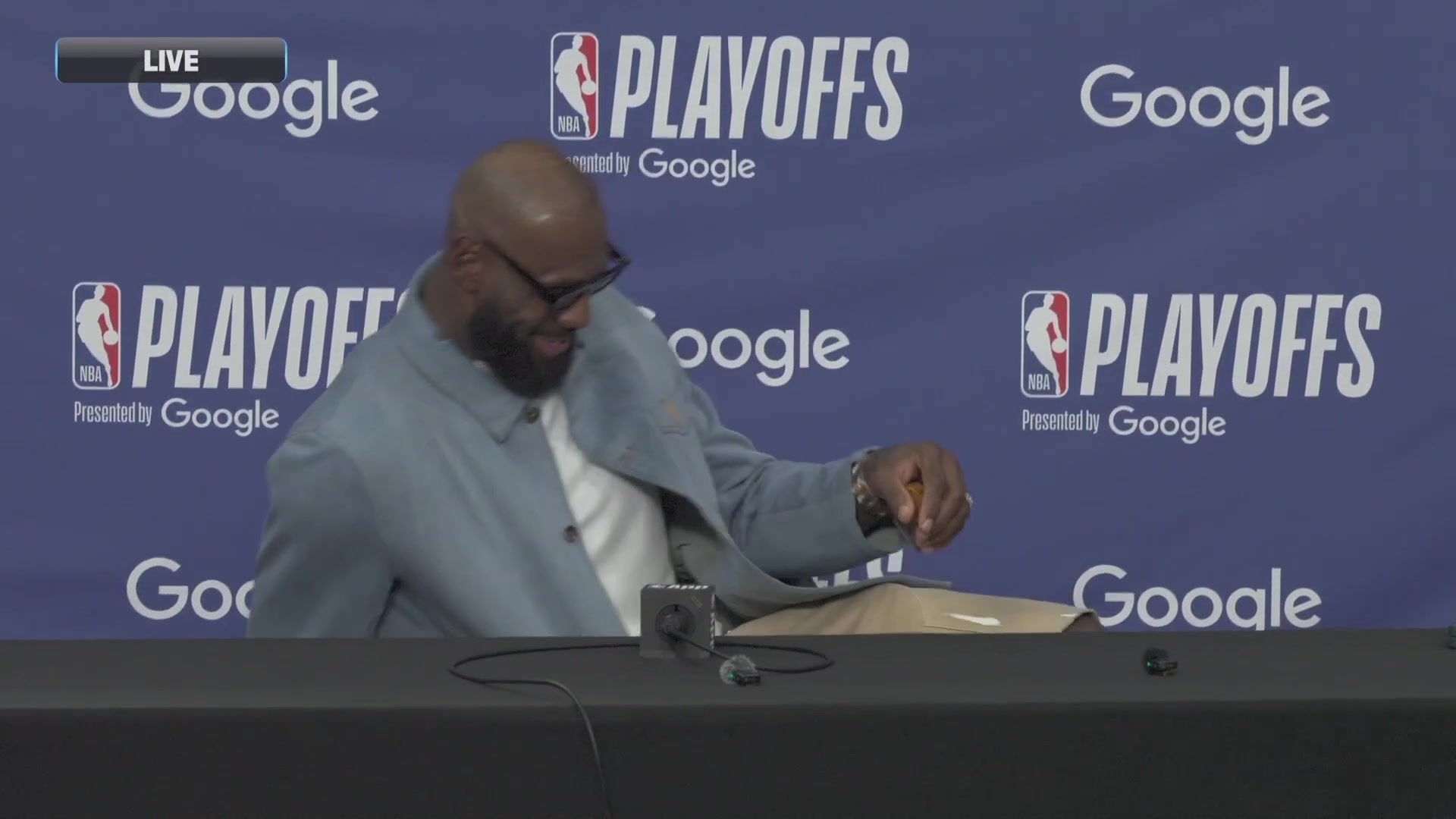 LeBron James postgame conference after the Los Angeles Lakers got swept by the Oklahoma City Thunder tonight - 51126
