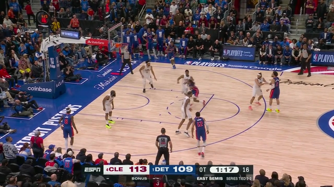 Lowlight James Harden gets the block but hits the ground and throws the ball away immediately after