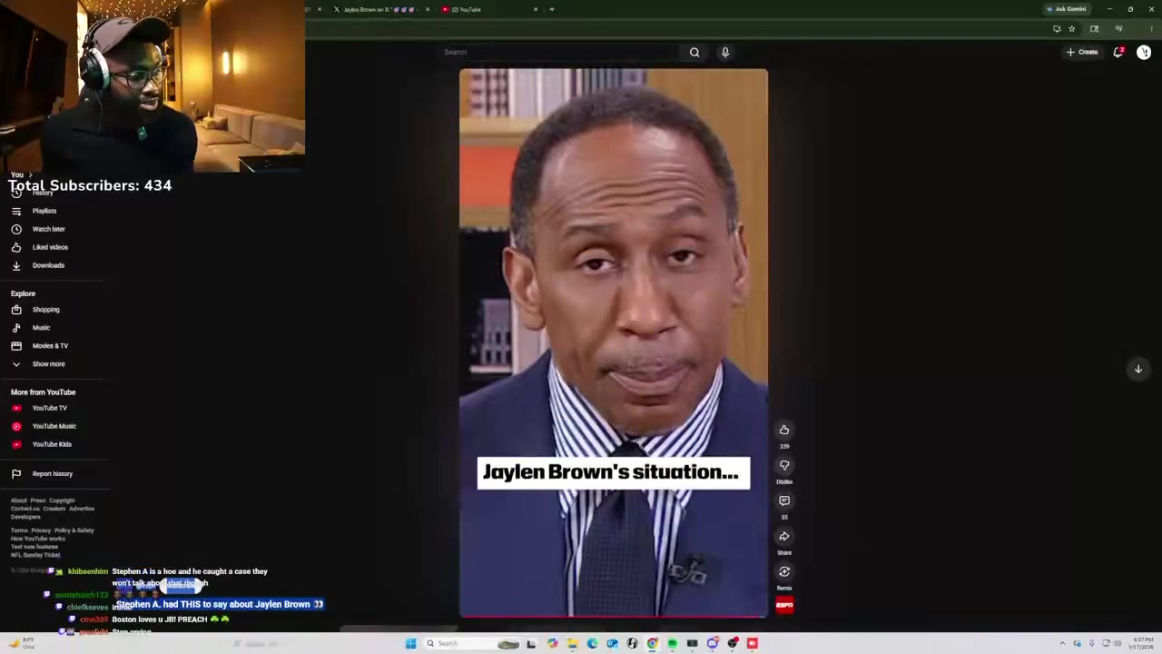 Jaylen Brown Fuck Stephen A You want me to be quiet and stop streaming I want you to be quiet and get off these networks You're not doing real journalism you're using your platform to do clickbait