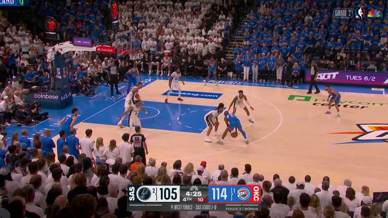 OKC can't score on 3 chances and Keldon Johnson's 3 makes it a 6 point game