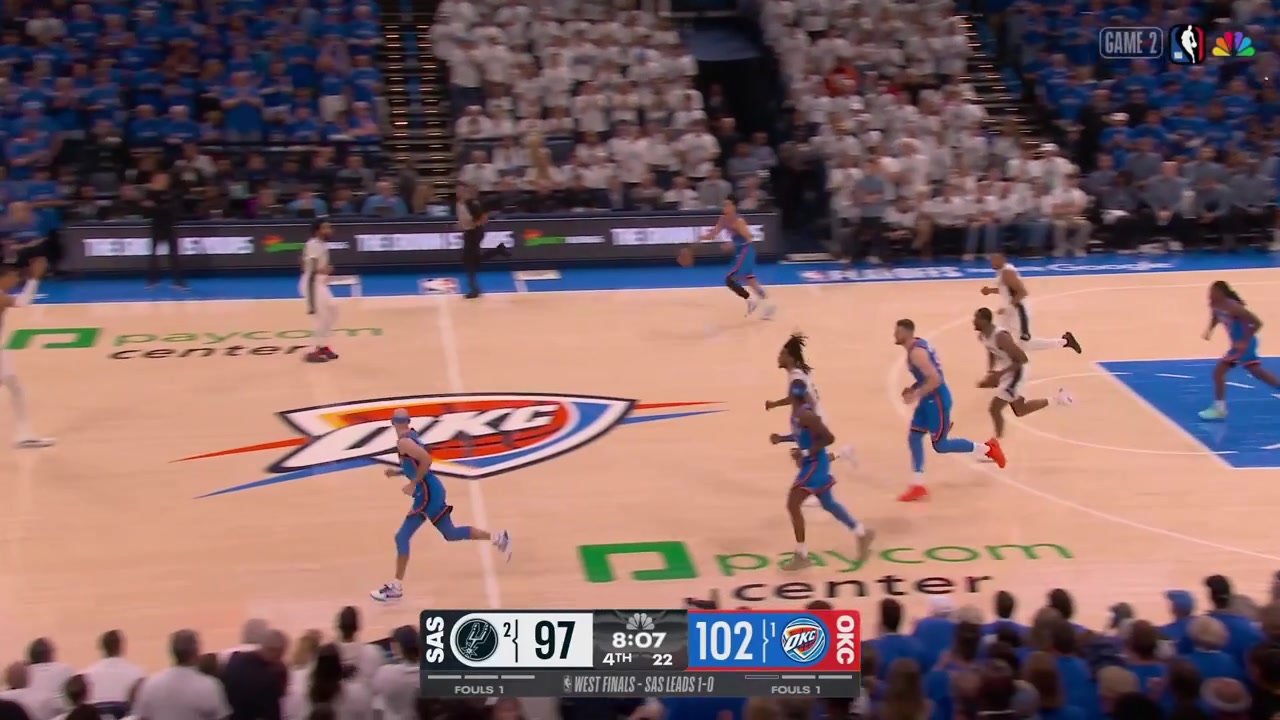 Jared McCain banks in the 3-pointer in the 4th quarter as the ball rattles in with a replayMcCain smiles