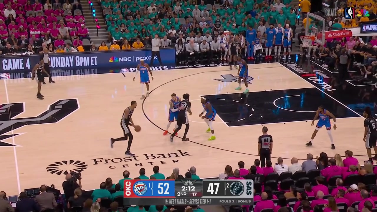 Victor Wembanyama draws the foul from Isaiah Hartenstein who isn't happy about the call with a replayWemby makes both free throws to give him 10 points in the game