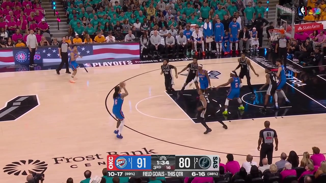 Injury Lu Dort dives to the ball and slightly hits De'Aaron Fox who is limping and heads to the bench briefly after with replays