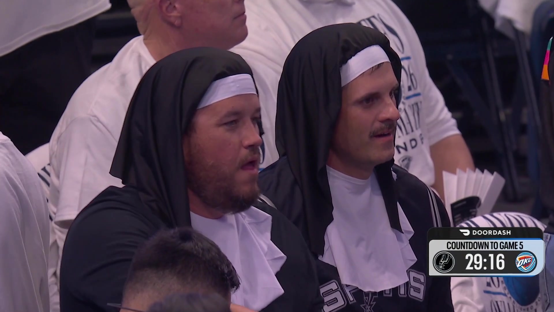 Spurs fans in Oklahoma dressed up like the Salesian Sisters in Game 5