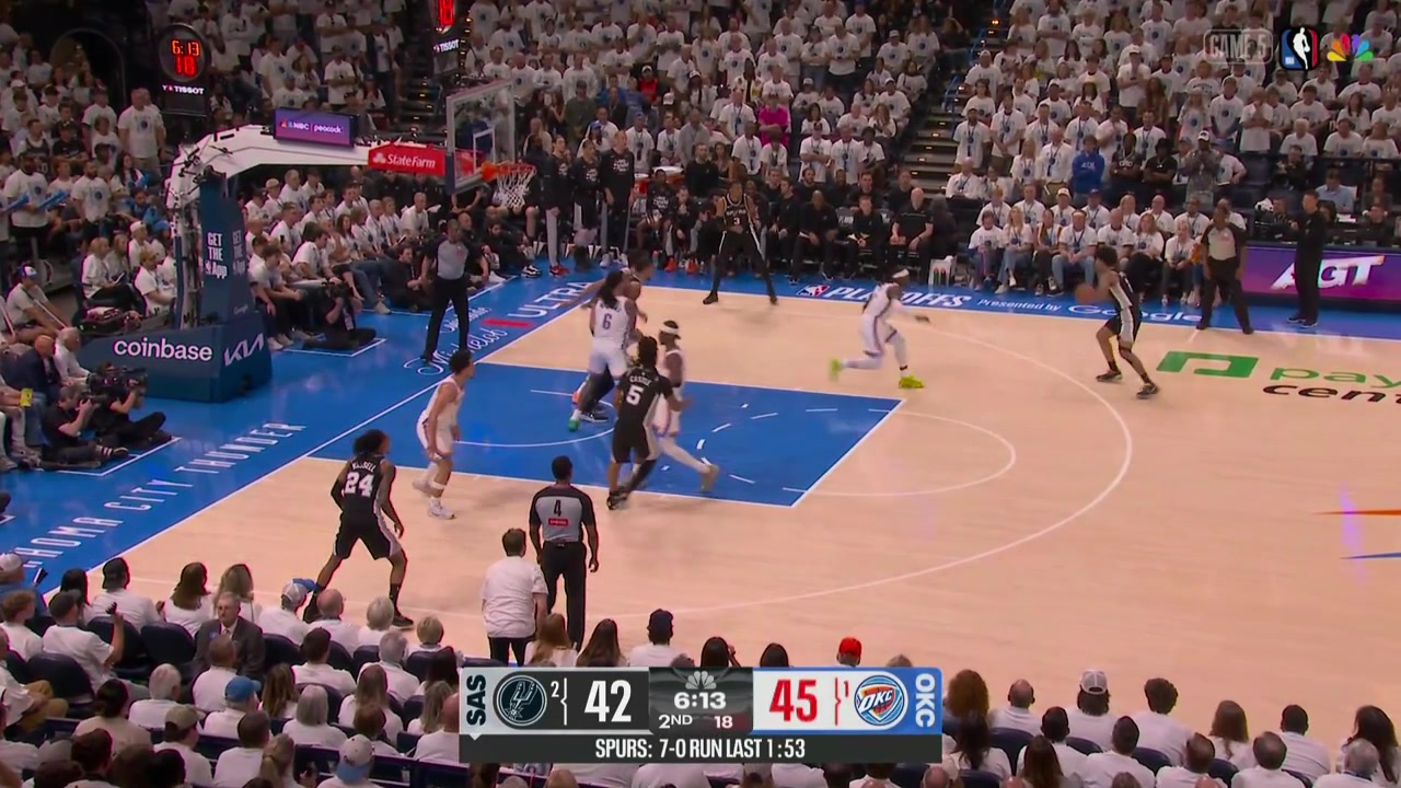 A hyped up Keldon Johnson gets Chet out the way for the dunk