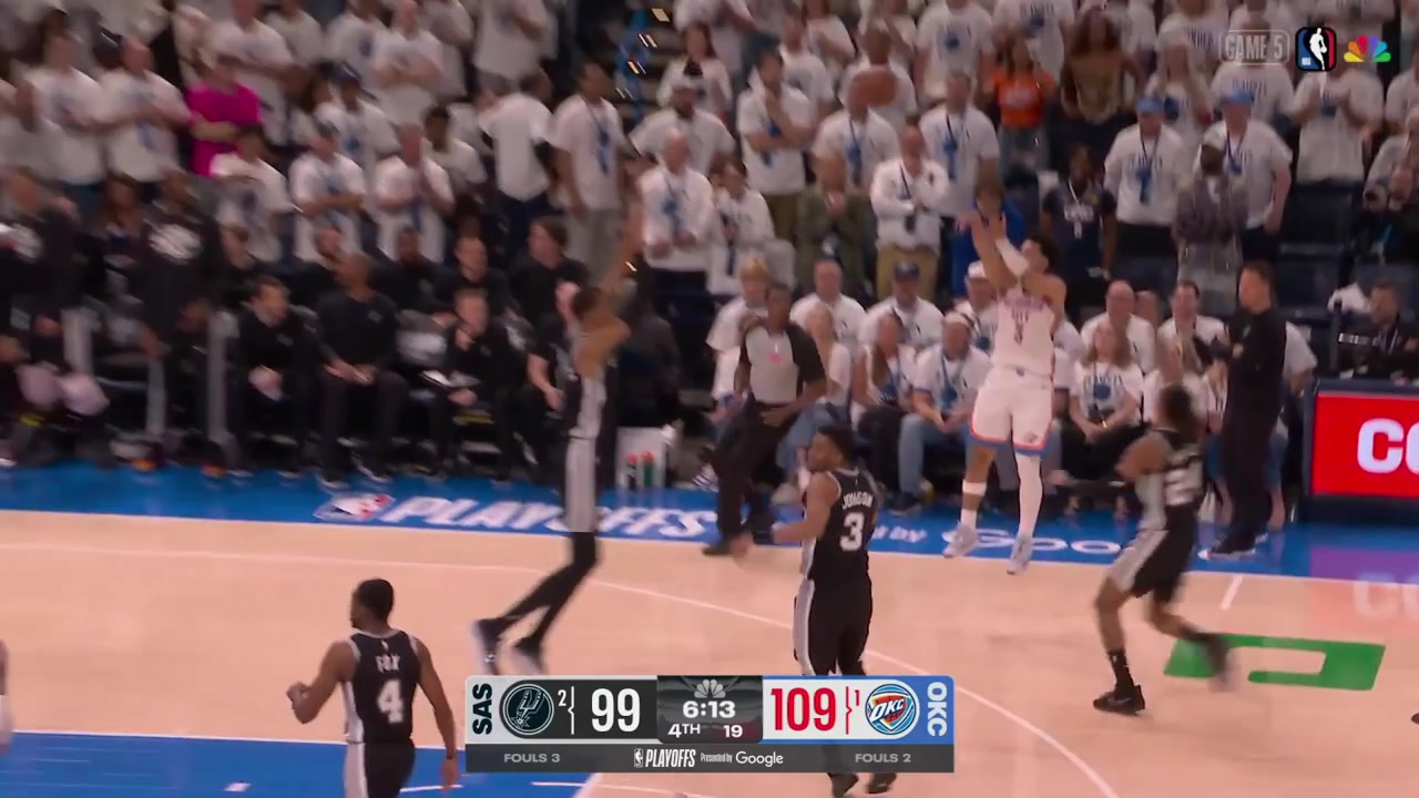 Jared McCain puts up his second three of the game to extend the OKC lead to 13 Spurs timeout