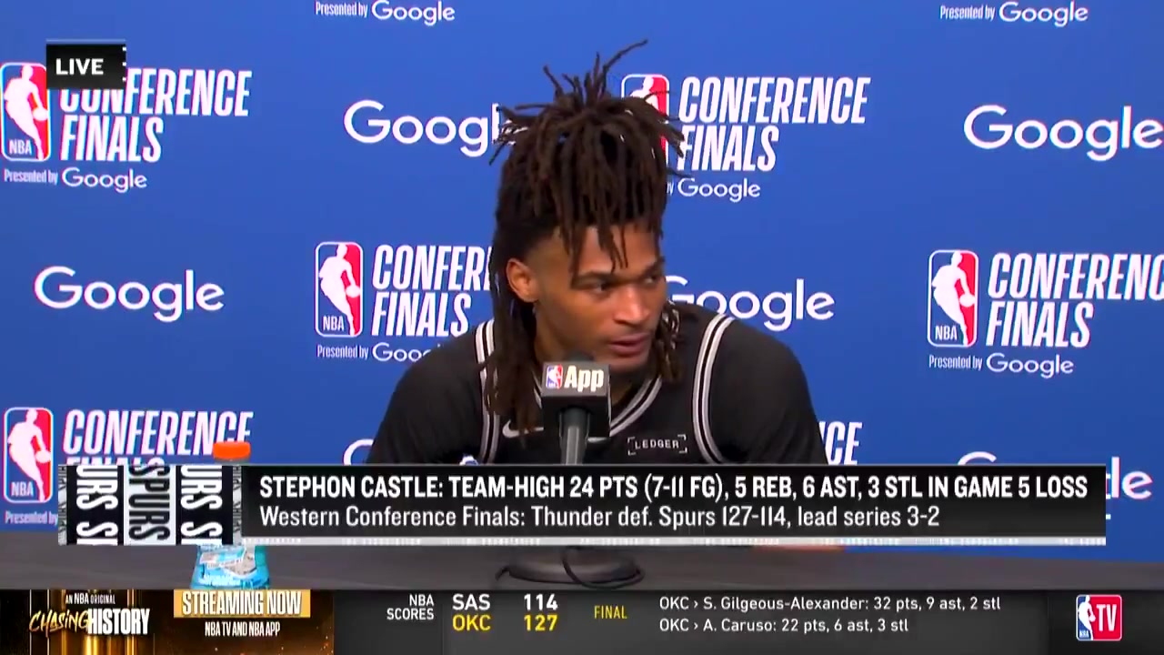 Stephon Castle on the OKC defense I'm trying to play through it it's tough The way they guard how physical they are we don't get that same luxury to play as physical on the other end