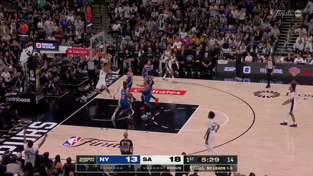Dylan Harper gets through KAT for the dunk