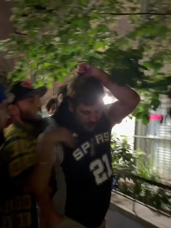 Spurs fan gets jumped and surrenders his jersey