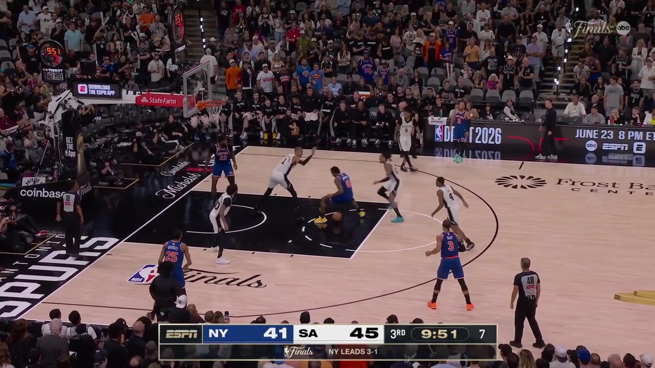Victor Wembanyama dunks the ball and Mitchell Robinson pushes him from behind during that and he receives a flagrant penalty-1 upon review with replaysWemby makes the second free throw to give him 12 points