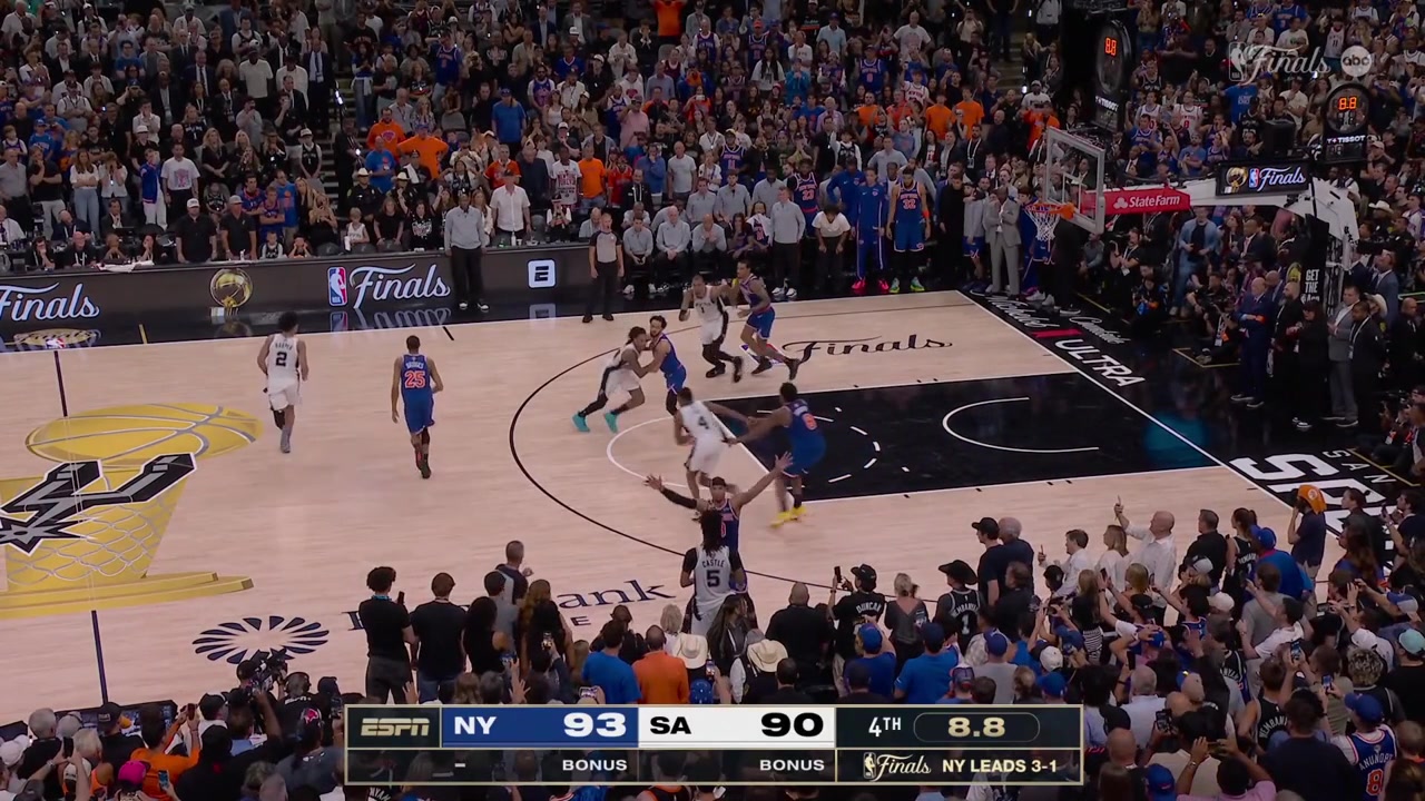 Lowlights Down 3 with 8 seconds remaining in regulation Dylan Harper gets fouled and misses both clutch free throwsOG Anunoby with the rebound and the Knicks are closer for their championship