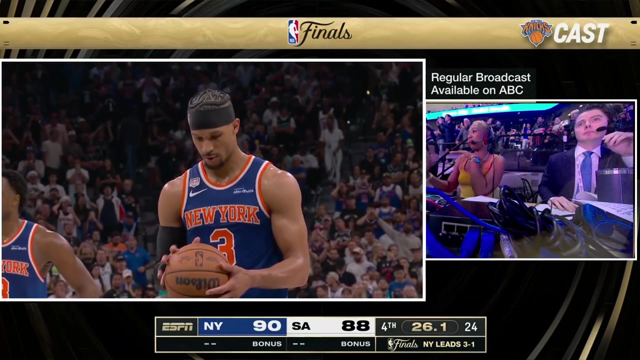 The Knicks radio announcers react to Mitchell Robinson big clutch offensive rebound off a missed free throw by Josh Hart