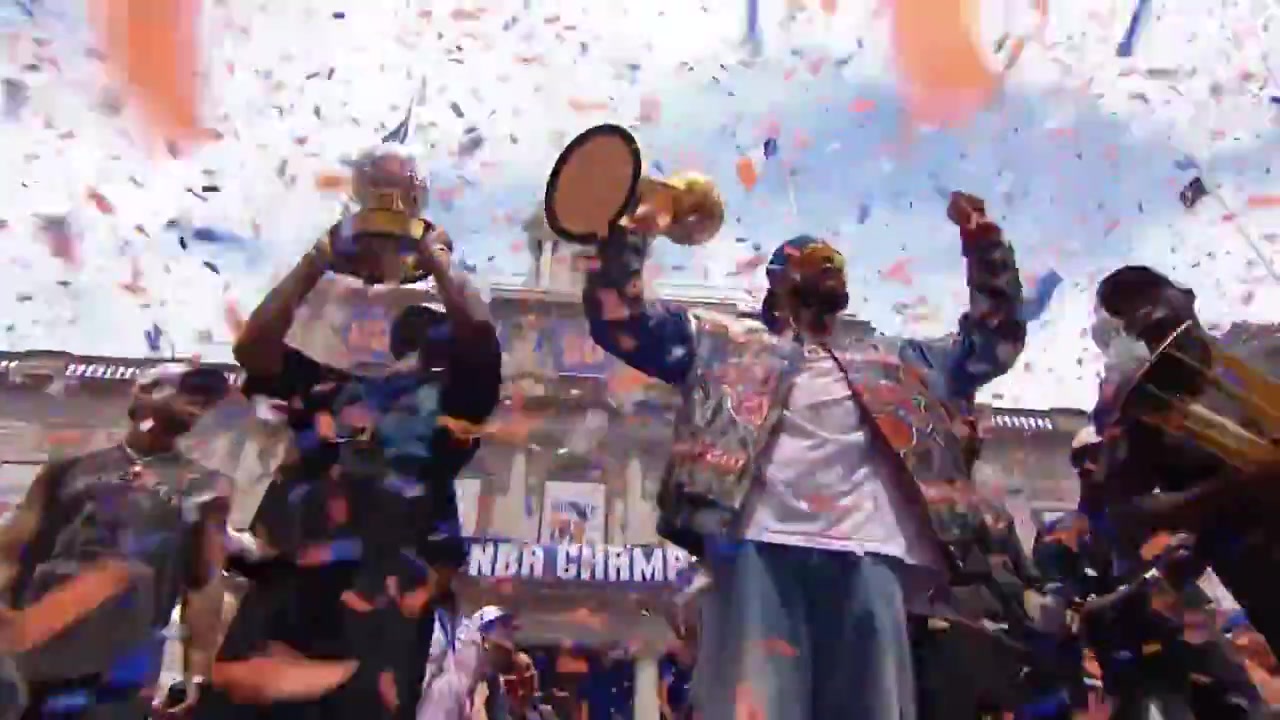 The moment Knicks fans have been waiting 53 years for Orange and Blue confetti raining down on City Hall while 'We Are The Champions' plays