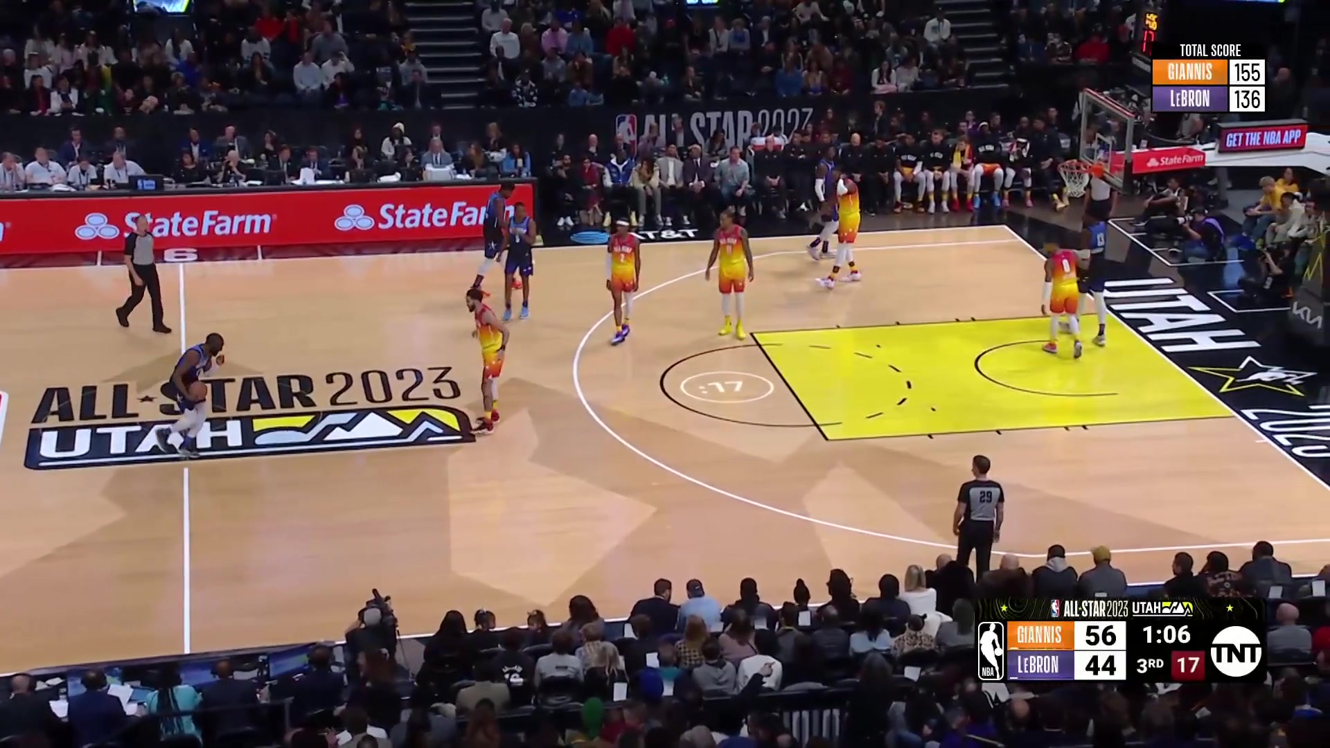 Jaylen Brown hits Jayson Tatum with the Too Small celly on back to back possessions during the 2023 All Star Game