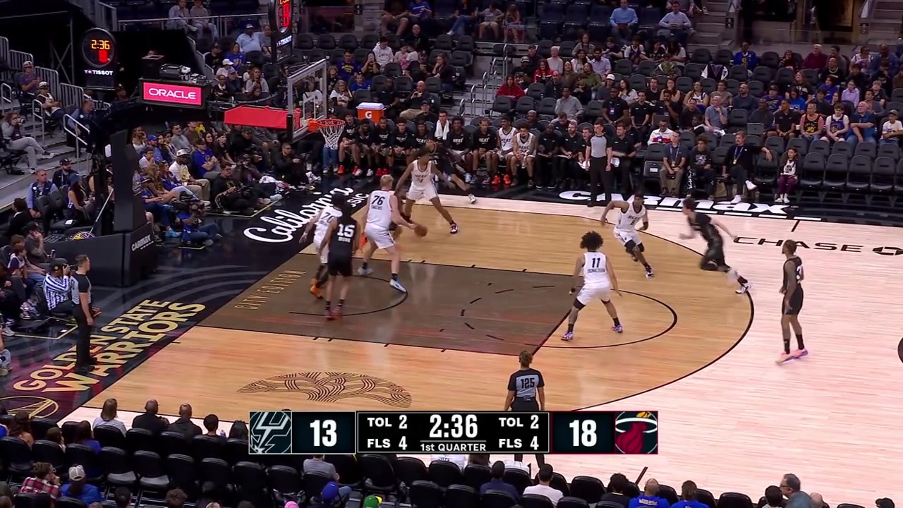 RJ Davis with a lob that somehow reaches Hyunjung Lee who grabs the loose ball and passes him back for the 3-pointer