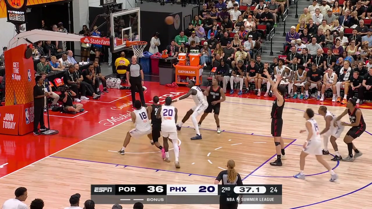 Darius Brown with a great long lob to Khaman Maluach for the alley-oop dunk over Yang Hansen DJ Steward with a nice layup over Maluach and Rasheer Fleming with the powerful dunk on a late contest by Hansen at the other end