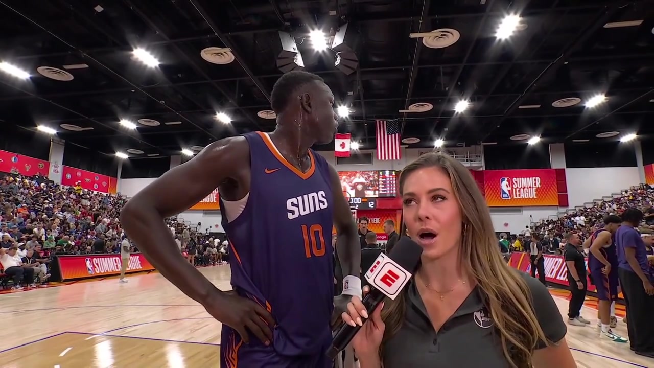 Khaman Maluach interview after the 1st quarter vs New Orleans Pelicans - Summer League