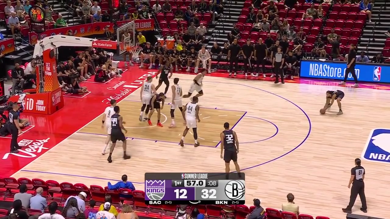 Emanuel Sharp hits a 3-pointer Ben Saraf answers back and Sharp hits another 3 with replays A high scoring pace for the Nets