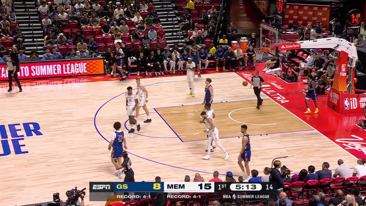 Cameron Boozer on the Grizzlies' bench during a live Summer League Championship gameHe says he is one minute older than his twin brother and the reason he wears 27 is because his momy wore it in college