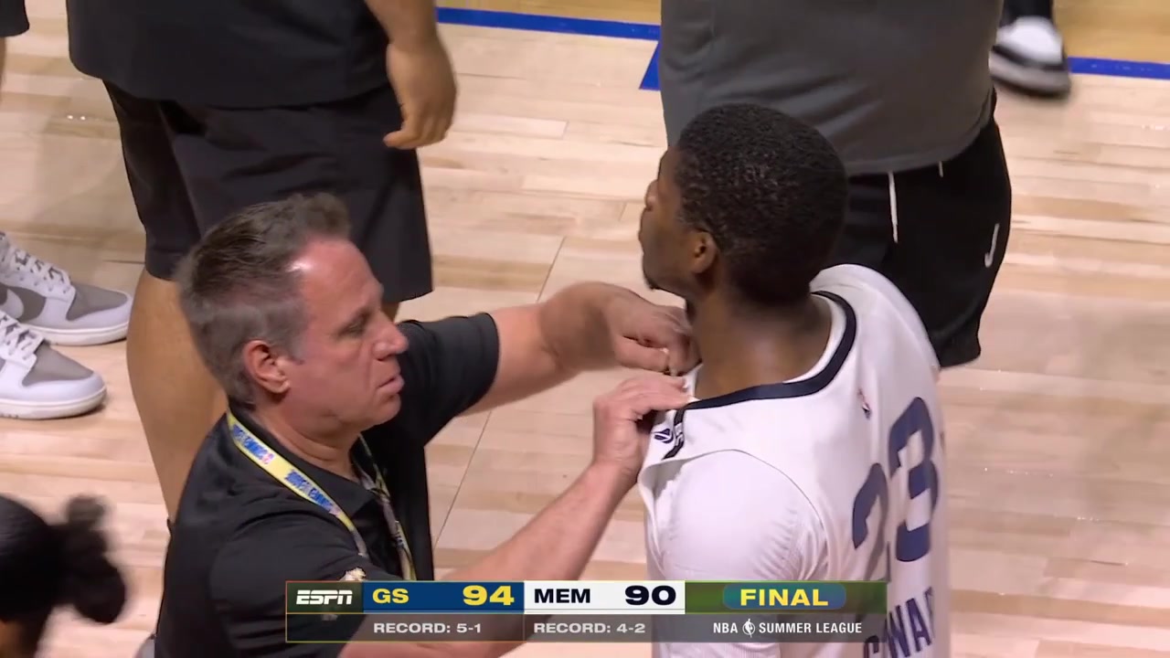 The Golden State Warriors celebrate and having fun after the win against the Memphis Grizzlies in the 2026 NBA Summer League championship game