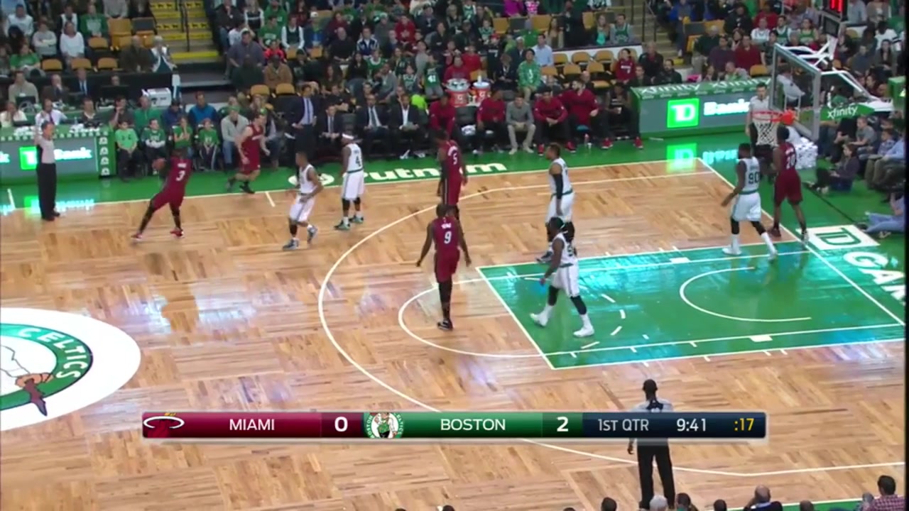 Amar'e Stoudemire with the one-handed jam poster dunk on Amir Johnson with replaysHeat and Celtics commentary