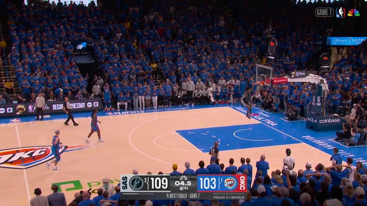 Devin Vassell with an emphatic dunk even when the game was over and the Spurs are Western Conference champs