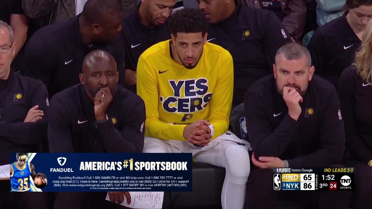 Pacers snag the rebound off Siakam's missed free throw and Mathurin beats McBride down the baseline for the and-1 reverse layup