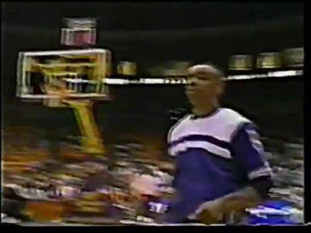 Spud Webb 32 Points 3 threes 12 Assists 4 TOV 2 Steals and a Block vs Lakers Including a deep 3 at the end of the 1st half Lakers won 128-123 in OT April 6 1994