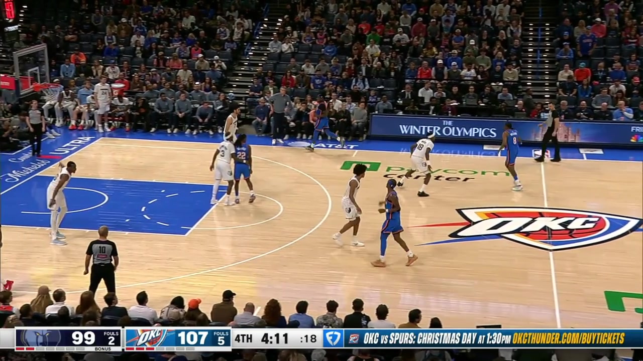 Jalen Williams with the behind-the-back and somehow the tough scoop layup over Olivier-Maxence Prosper and Christian Koloko with replays Thunder and Peacock commentaries Thunder and Peacock commentaries