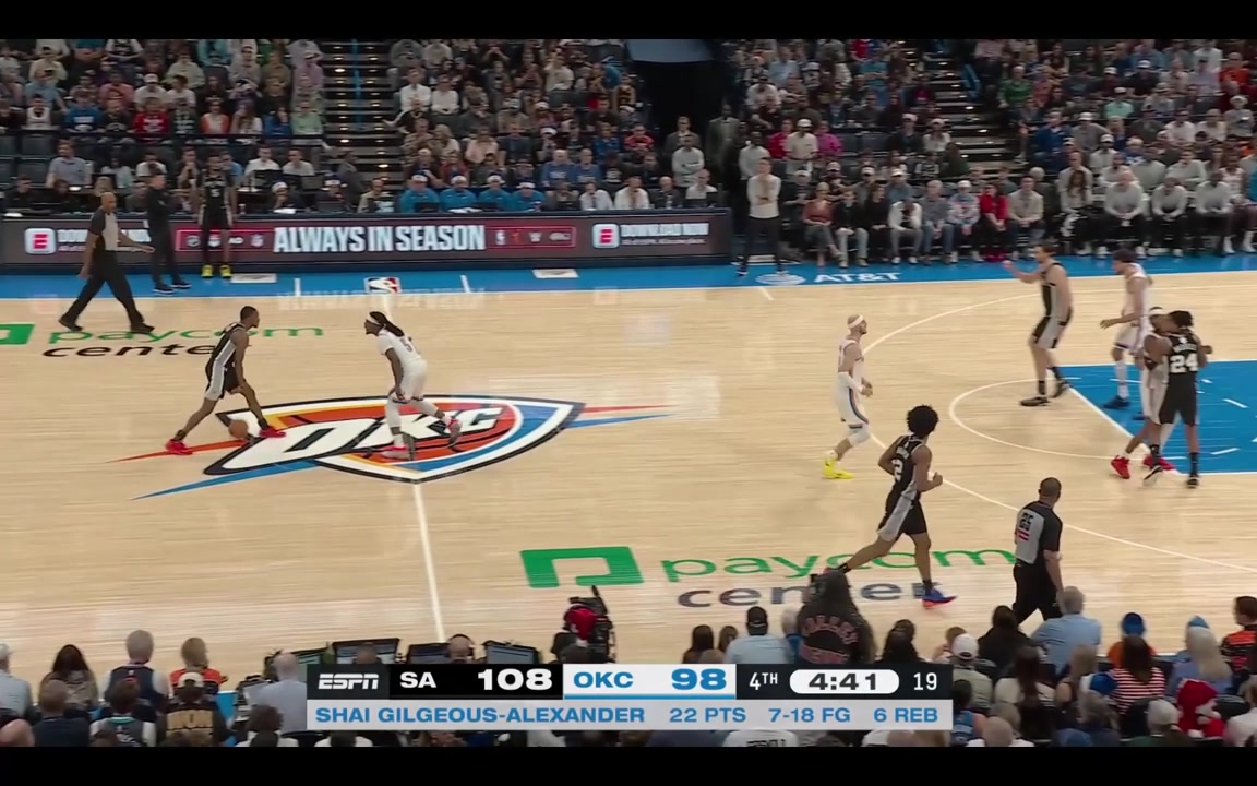 D'Aaron Fox turns over the ball to Jalen Williams who misses the fast break layup attempt