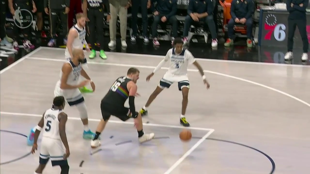 Loose ball foul called on Jokic for this play overturned to foul on Gobert his sixth of the night