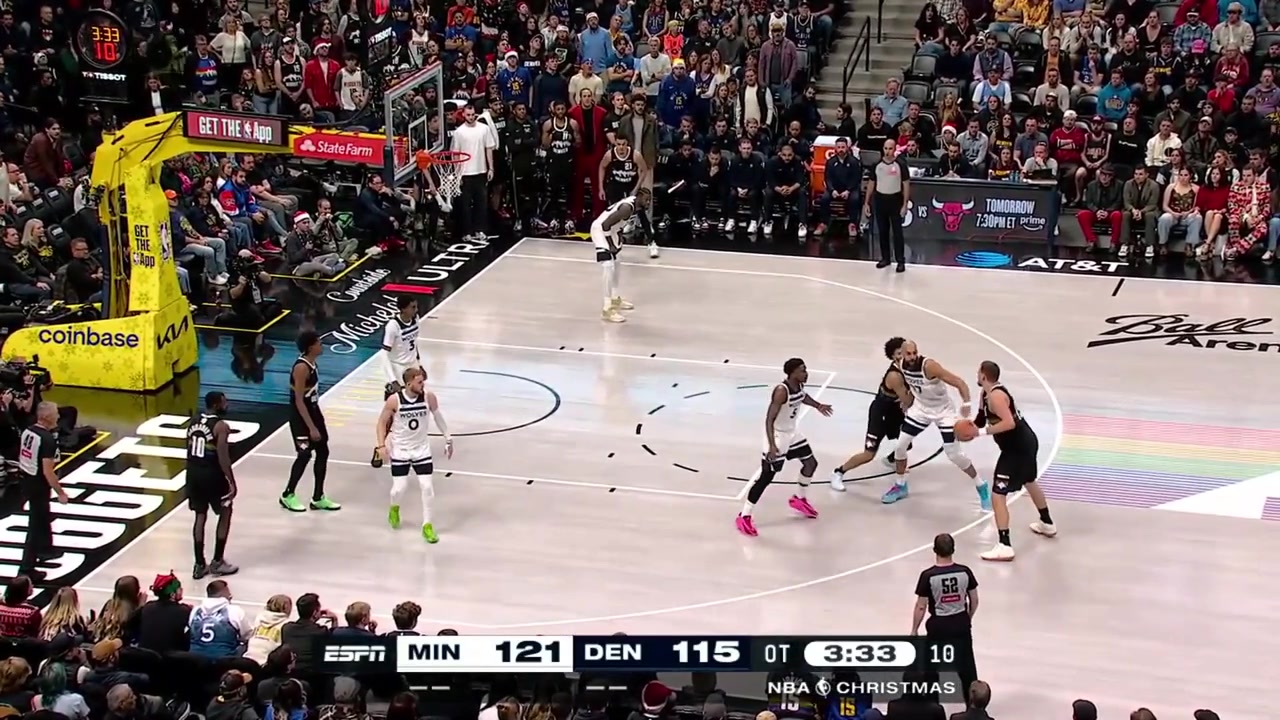 Jokic throws up his arms and complains to the refs until they blow the whistle