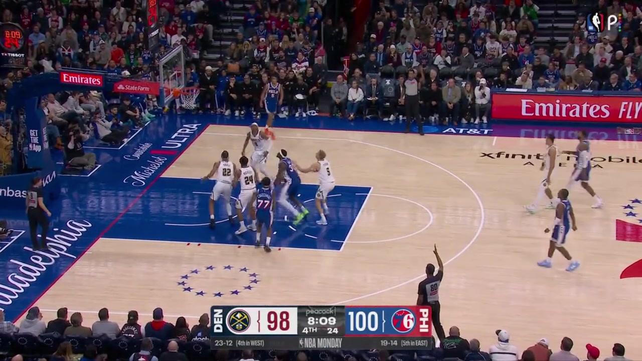 Hunter Tyson fights hard for the defensive rebound runs it in transition and hits a confident pull up 3 plus the foul and makes the FT for a 4 point play